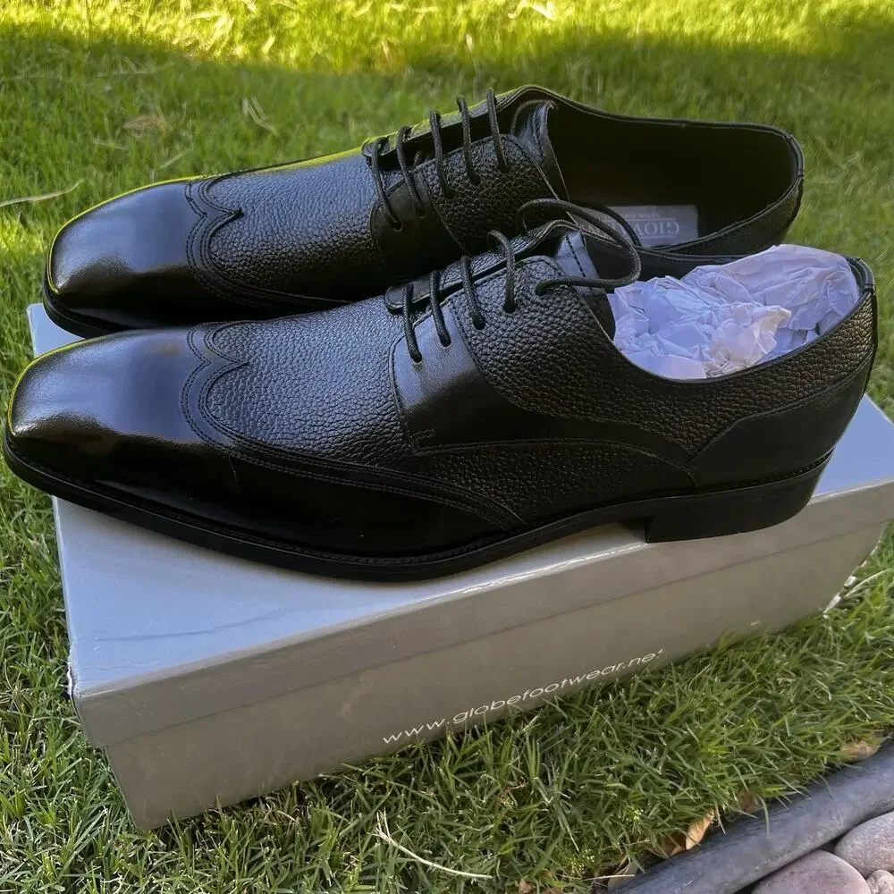 NEW Giovanni 6842 Black Wingtip Men’s Dress Shoes Leather Upper 10.5 Handmade